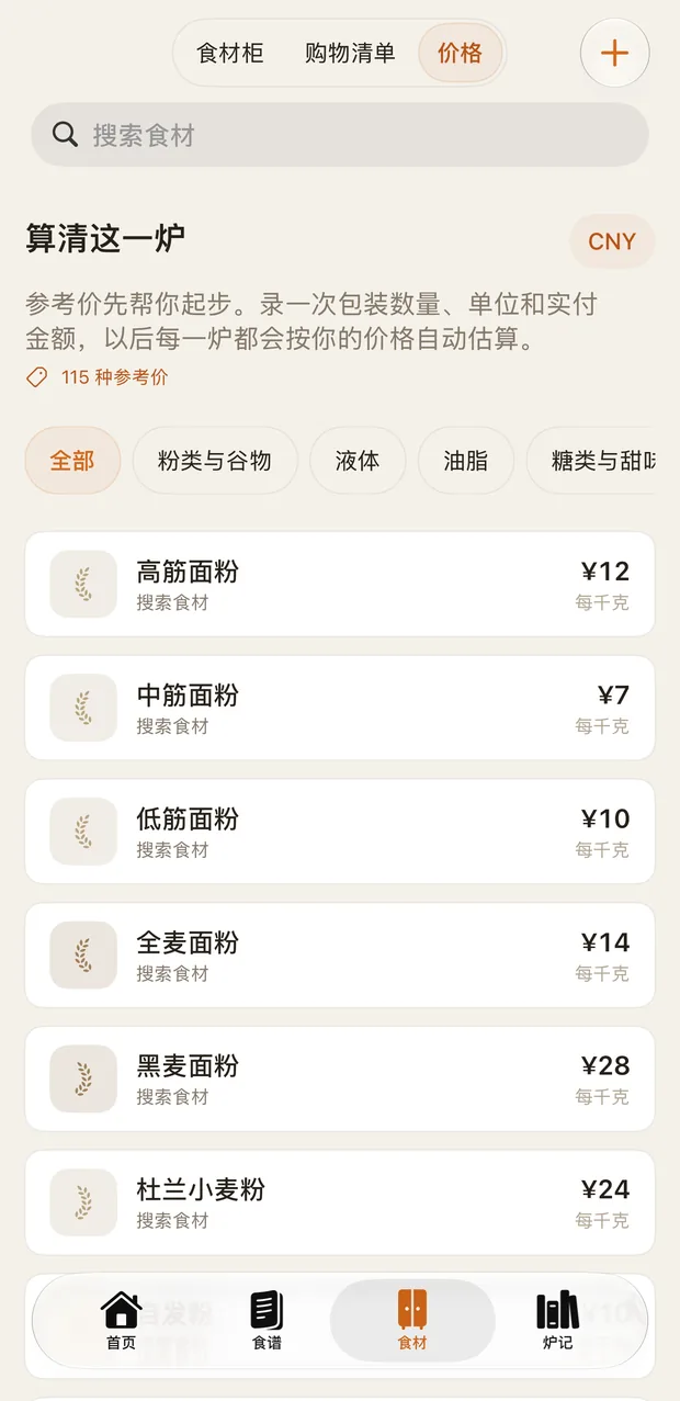 价格页：内置参考价与个人包装价