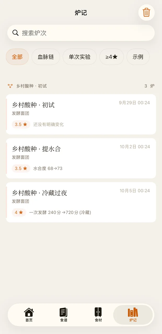焙可记炉记页：同一配方的几炉连成血脉链