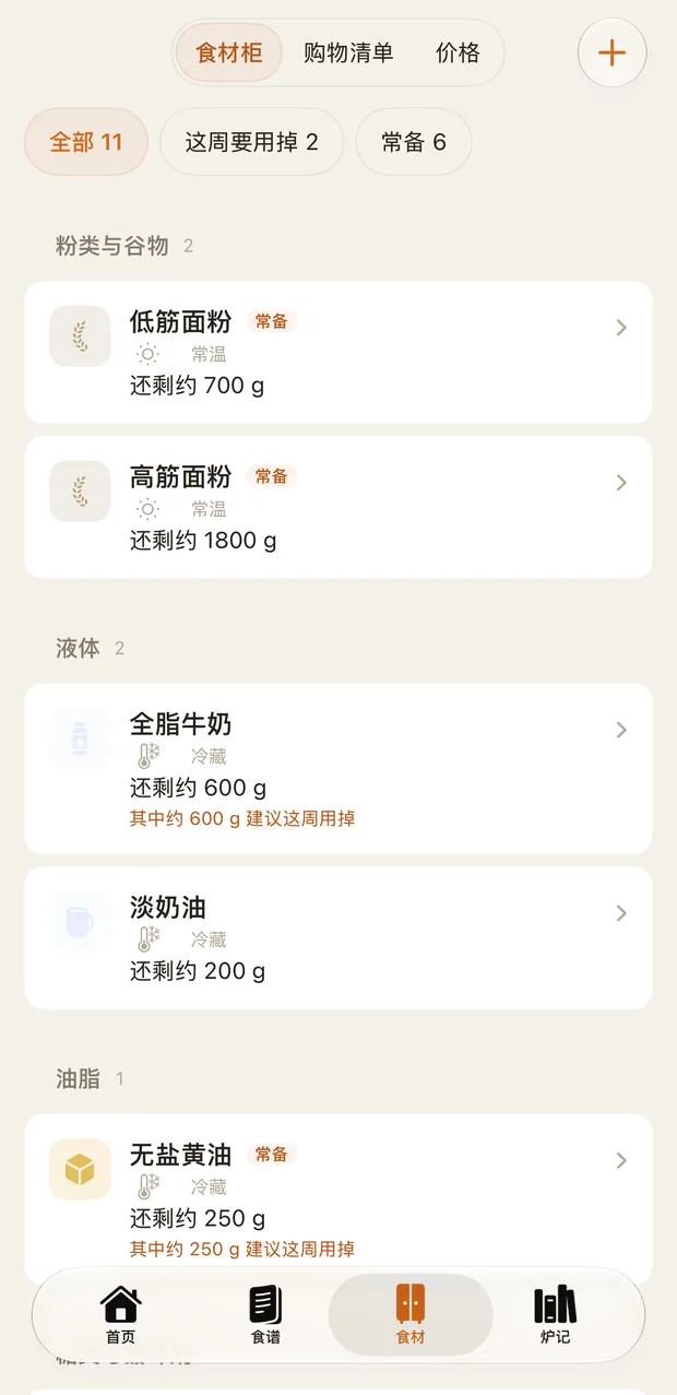 食材柜：按分类整理，快到期的先提醒